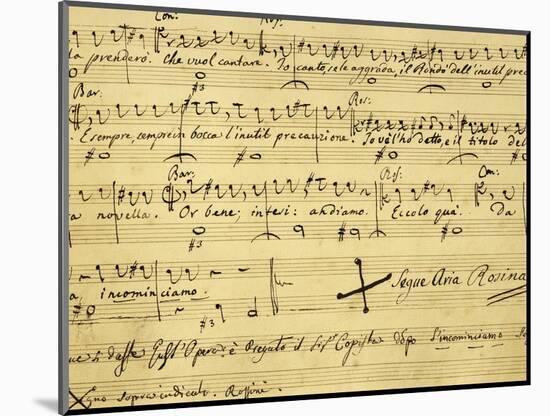 Italy, Bologna, Autograph Page for Opera Il Barbiere Di Siviglia, Ossia L'Inutile Precauzione-null-Mounted Giclee Print