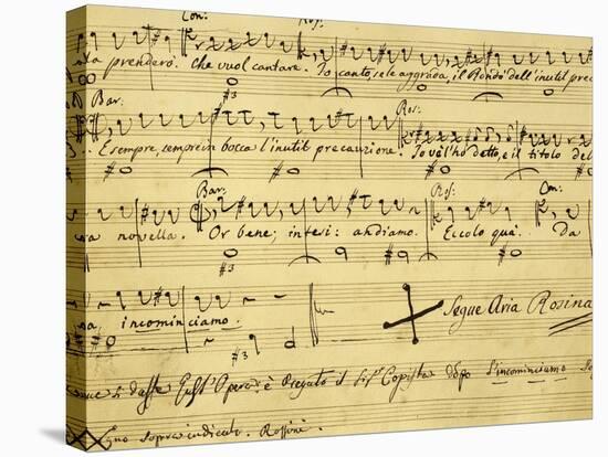 Italy, Bologna, Autograph Page for Opera Il Barbiere Di Siviglia, Ossia L'Inutile Precauzione-null-Stretched Canvas