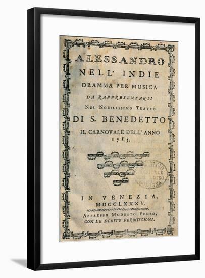 Italy, Bologna, Frontispiece of Metastasio, Pseudonym of Pietro Trapassi, Alexander in India-null-Framed Giclee Print