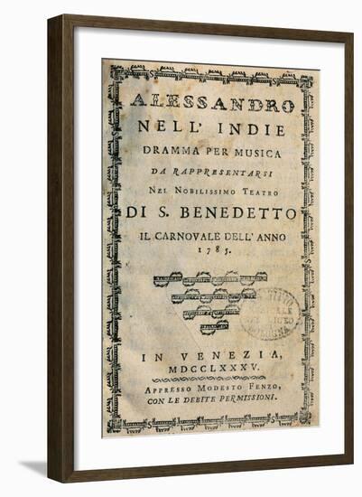 Italy, Bologna, Frontispiece of Metastasio, Pseudonym of Pietro Trapassi, Alexander in India-null-Framed Giclee Print