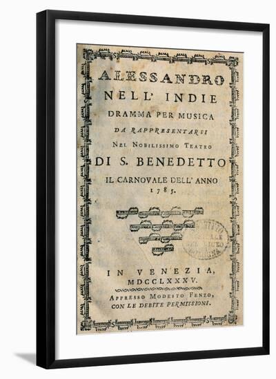 Italy, Bologna, Frontispiece of Metastasio, Pseudonym of Pietro Trapassi, Alexander in India-null-Framed Giclee Print