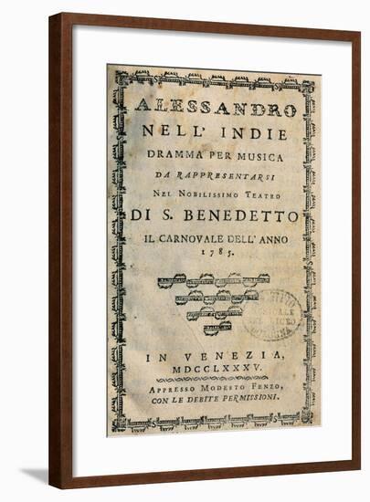 Italy, Bologna, Frontispiece of Metastasio, Pseudonym of Pietro Trapassi, Alexander in India-null-Framed Giclee Print