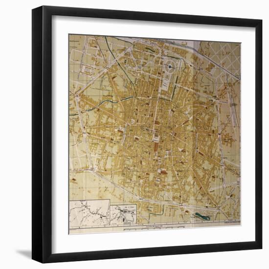 Italy, Bologna, Map of Town-null-Framed Premium Giclee Print