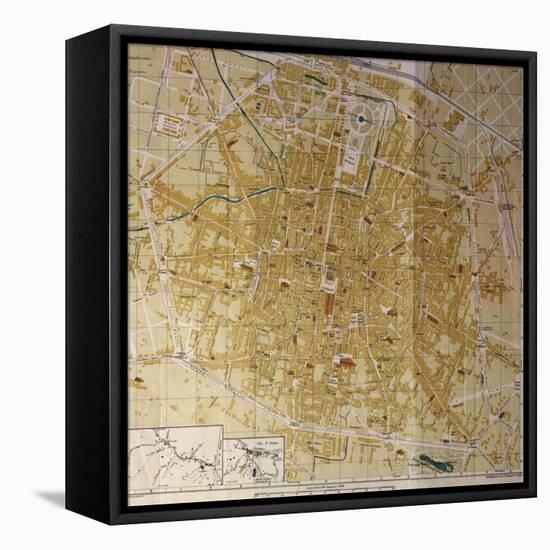 Italy, Bologna, Map of Town-null-Framed Stretched Canvas