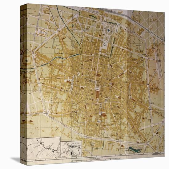 Italy, Bologna, Map of Town-null-Stretched Canvas