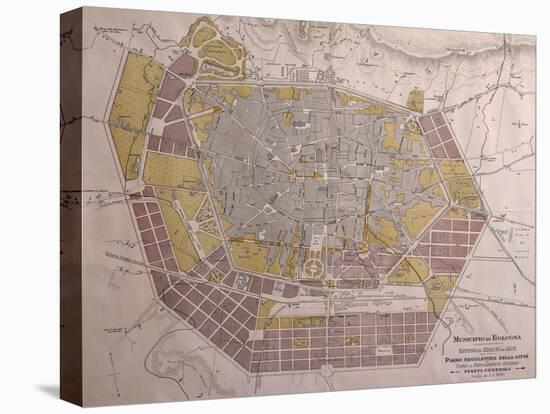 Italy, Bologna, Map with Town Plan-null-Stretched Canvas