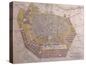 Italy, Bologna, Map with Town Plan-null-Stretched Canvas