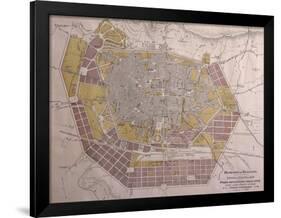 Italy, Bologna, Map with Town Plan-null-Framed Giclee Print