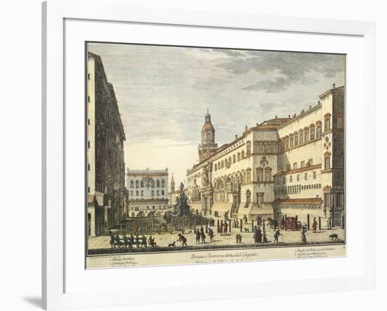 Italy, Bologna, Neptune Square and Town Hall-Placido Caloiro and Francesco Oliva-Framed Giclee Print