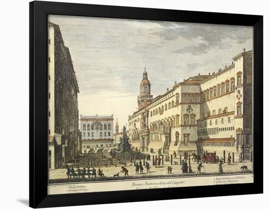 Italy, Bologna, Neptune Square and Town Hall-Placido Caloiro and Francesco Oliva-Framed Giclee Print