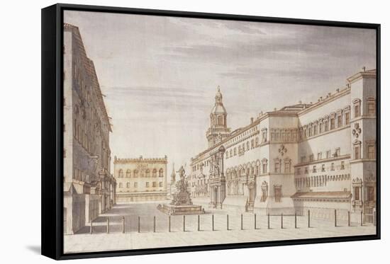 Italy, Bologna, Painting of Neptune Square-null-Framed Stretched Canvas