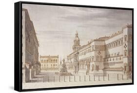 Italy, Bologna, Painting of Neptune Square-null-Framed Stretched Canvas