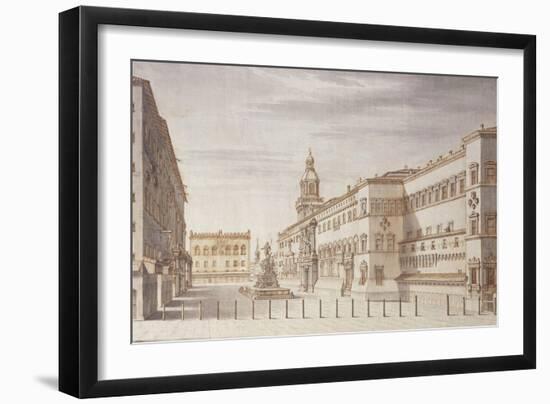 Italy, Bologna, Painting of Neptune Square-null-Framed Premium Giclee Print