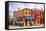 Italy, Burano, Colorful Houses and Restaurant of Burano.-Terry Eggers-Framed Stretched Canvas