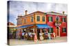 Italy, Burano, Colorful Houses and Restaurant of Burano.-Terry Eggers-Stretched Canvas