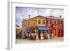 Italy, Burano, Colorful Houses and Restaurant of Burano.-Terry Eggers-Framed Photographic Print