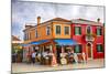 Italy, Burano, Colorful Houses and Restaurant of Burano.-Terry Eggers-Mounted Photographic Print