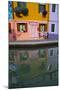 Italy, Burano, Houses along the Canals of Burano and reflections.-Terry Eggers-Mounted Photographic Print