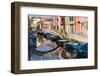 Italy, Burano, reflection of colorful houses in canal.-Merrill Images-Framed Photographic Print