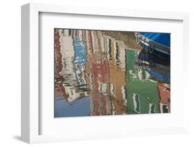 Italy, Burano, reflection of colorful houses in canal.-Merrill Images-Framed Photographic Print