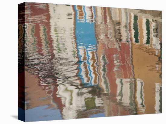 Italy, Burano, reflection of colorful houses in canal.-Merrill Images-Stretched Canvas