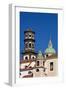 Italy, Campania, Atrani, Amalfi Coast. This is the dome and bell tower of Santa Maria.-Julie Eggers-Framed Photographic Print