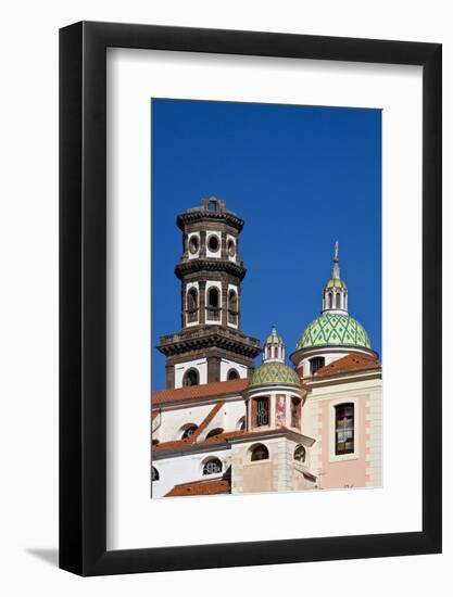 Italy, Campania, Atrani, Amalfi Coast. This is the dome and bell tower of Santa Maria.-Julie Eggers-Framed Photographic Print