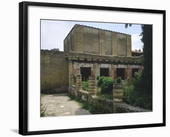 Italy, Campania, Herculaneum, Peristyle Surrounding Garden of House of Mosaic Atrium-null-Framed Giclee Print