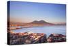 Italy, Campania, Naples. Elevated View of the City with Mount Vesuvius in the Background.-Ken Scicluna-Stretched Canvas