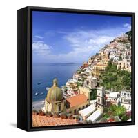 Italy, Campania, Salerno District, Peninsula of Sorrento, Positano, Santa Maria Assunta Church View-Francesco Iacobelli-Framed Stretched Canvas