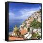 Italy, Campania, Salerno District, Peninsula of Sorrento, Positano, Santa Maria Assunta Church View-Francesco Iacobelli-Framed Stretched Canvas