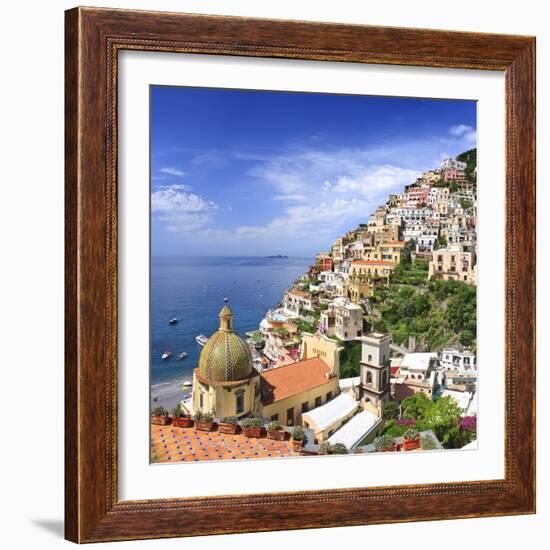 Italy, Campania, Salerno District, Peninsula of Sorrento, Positano, Santa Maria Assunta Church View-Francesco Iacobelli-Framed Photographic Print