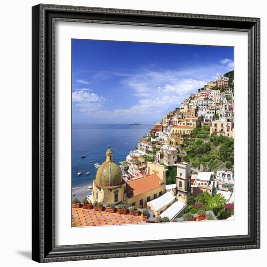 Italy, Campania, Salerno District, Peninsula of Sorrento, Positano, Santa Maria Assunta Church View-Francesco Iacobelli-Framed Photographic Print