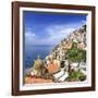 Italy, Campania, Salerno District, Peninsula of Sorrento, Positano, Santa Maria Assunta Church View-Francesco Iacobelli-Framed Photographic Print