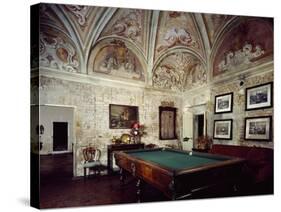 Italy, Casteldidone, Mina Della Scala Castle, Billiard Room-null-Stretched Canvas