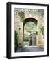 Italy, Chianti, Monteriggioni. Looking out an arched entrance into the walled town.-Julie Eggers-Framed Photographic Print