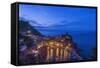 Italy, Cinque Terre, Vernazza at Dawn-Rob Tilley-Framed Stretched Canvas