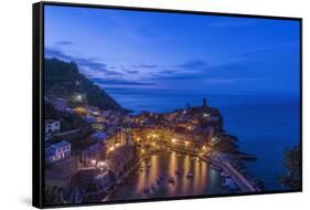 Italy, Cinque Terre, Vernazza at Dawn-Rob Tilley-Framed Stretched Canvas