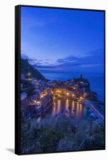 Italy, Cinque Terre, Vernazza at Dawn-Rob Tilley-Framed Stretched Canvas