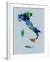 Italy Color Splatter Map-NaxArt-Framed Art Print