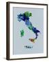 Italy Color Splatter Map-NaxArt-Framed Art Print