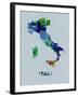 Italy Color Splatter Map-NaxArt-Framed Art Print