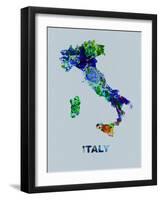 Italy Color Splatter Map-NaxArt-Framed Art Print