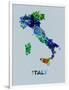 Italy Color Splatter Map-NaxArt-Framed Art Print