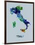 Italy Color Splatter Map-NaxArt-Framed Art Print