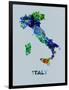 Italy Color Splatter Map-NaxArt-Framed Art Print