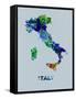 Italy Color Splatter Map-NaxArt-Framed Stretched Canvas