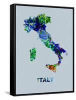 Italy Color Splatter Map-NaxArt-Framed Stretched Canvas