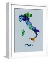 Italy Color Splatter Map-NaxArt-Framed Art Print