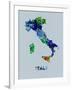 Italy Color Splatter Map-NaxArt-Framed Art Print